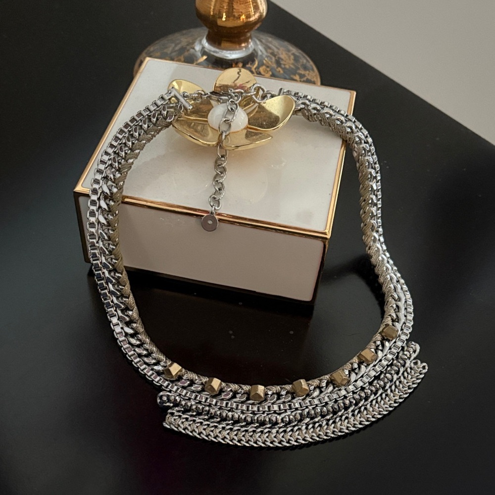 Stella & Dot Silver and Gold Chain Necklace